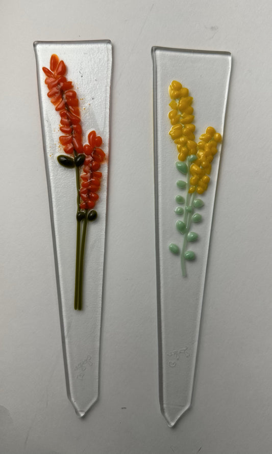 Plant Stake - Frit Double Floral Wide
