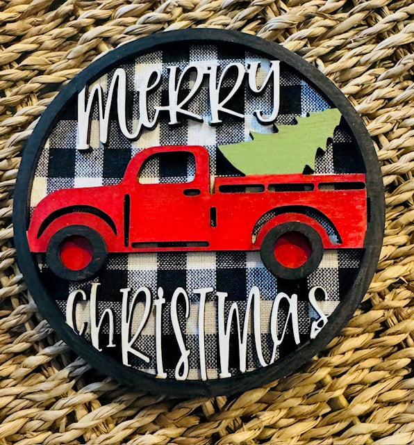 Magnetic Insert - Christmas Red Truck - STV