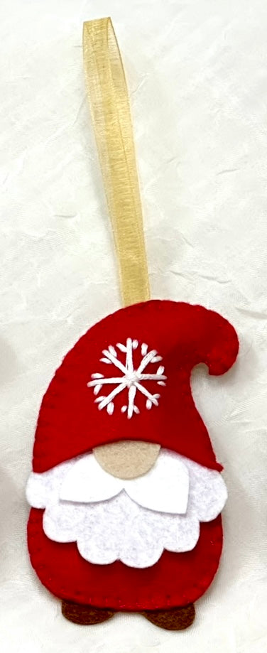 Red Felt Gnome Ornament Handcrafted