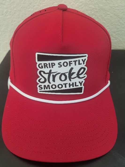 Grip Softly-Stroke Smoothly Cap (Red w/ White Rope) from Social Golf Gear