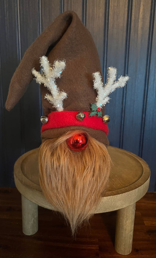Gnoming Around: Reindeer Gnome with Shiny Red Nose