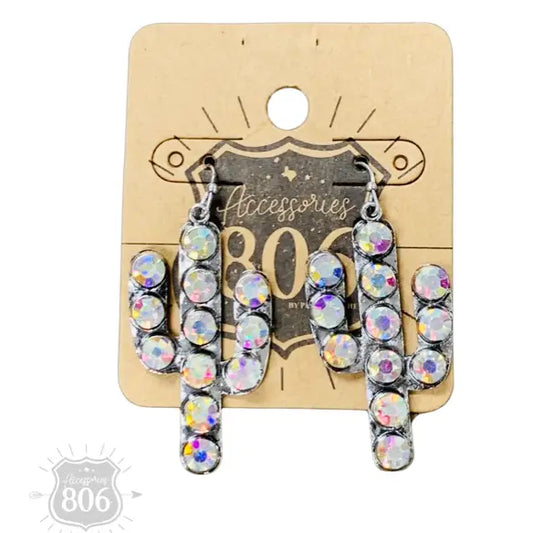 Rhinestone Cactus Earring