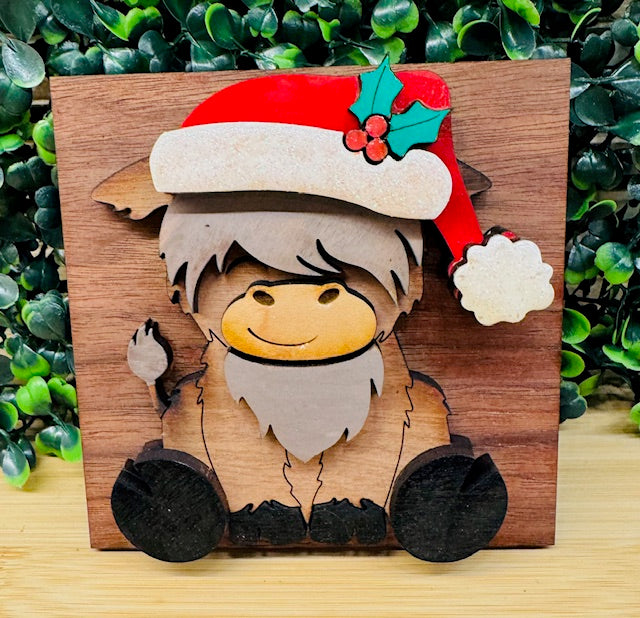 Interchangeable Leaning Frame Insert Highland Cow (Christmas On The Farm) - STV