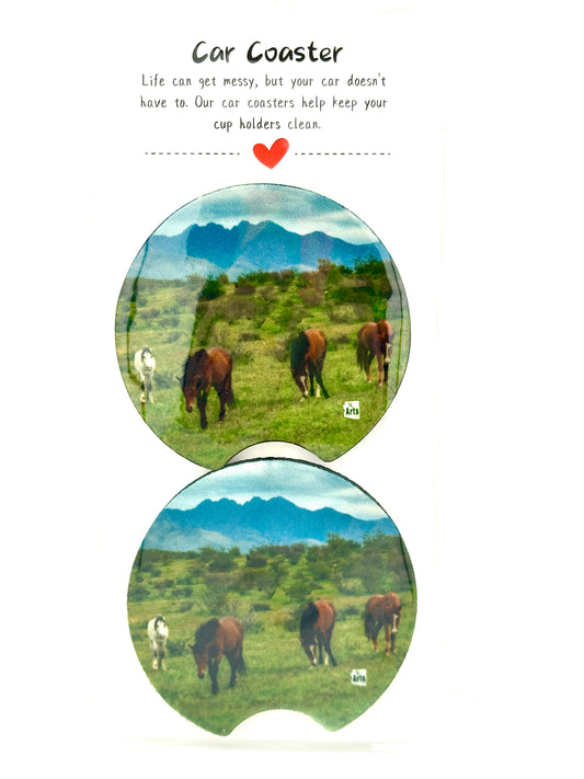 Salt River Wild Horses with Four Peaks Car Coasters