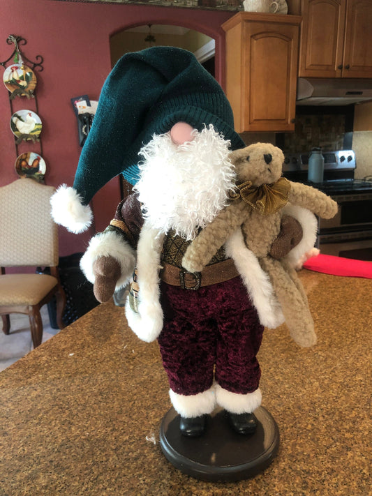 Gnoming Around: Santa Gnome with Teddy Bear