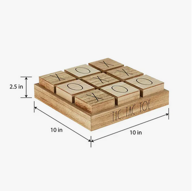 DSH - Wooden Decorative Tic Tac Toe Board Game