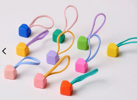 Small Hair Ties (Box of 10 pcs) (Hearts & Cubes)