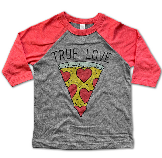 True Love Pizza Baseball Tee Oak and Rose