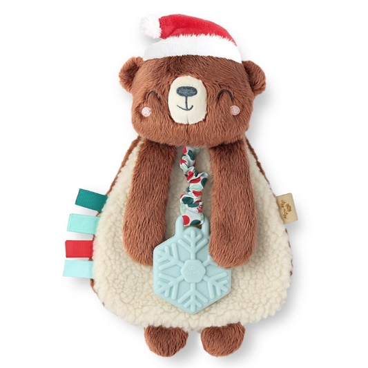 Itzy Lovey™ Holiday Bear Plush + Teether Toy Oak and Rose