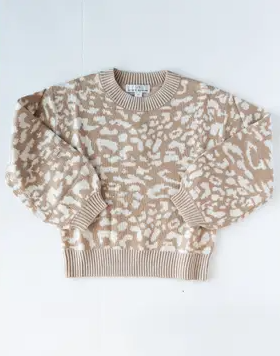 Leopard Crawford Bubble Sleeve Sweater Oak and Rose