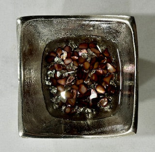 Silver Jewelry Dish Purple Seashells - Janine's Resin Creations