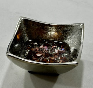 Silver Jewelry Dish Purple Seashells - Janine's Resin Creations