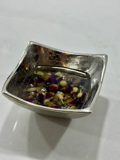 Silver Jewelry Dish with Roses - Janine's Resin Creations