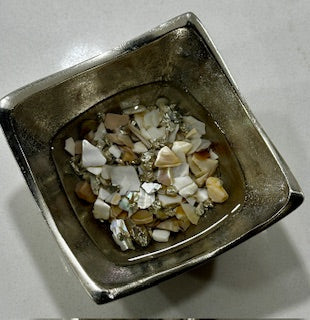 Silver Jewelry Dish Crushed Seashells - Janine's Resin Creations
