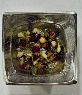 Silver Jewelry Dish with Roses - Janine's Resin Creations