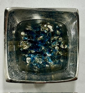 Silver Jewelry Dish Blue Glass - Janine's Resin Creations