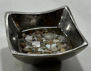 Silver Jewelry Dish Crushed Seashells - Janine's Resin Creations