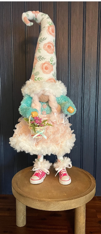 Gnoming Around: Standing Gnome with Basket of Flowers