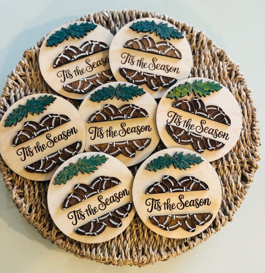 Magnetic Insert 4.5" Tis The Season Football - STV