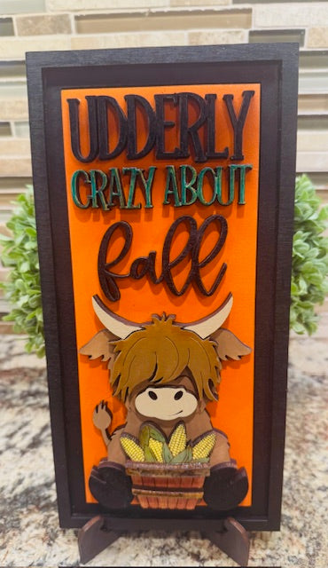 Interchangeable Leaning Frame Insert Highland Cow (Fall On The Farm) - STV