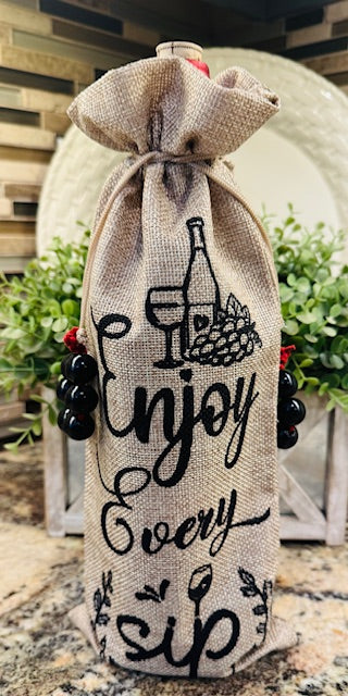 Burlap Wine Bottle Gift Bag - STV
