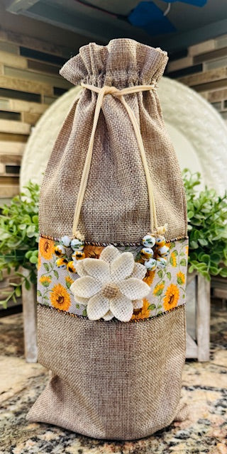 Burlap Wine Bottle Gift Bag - STV