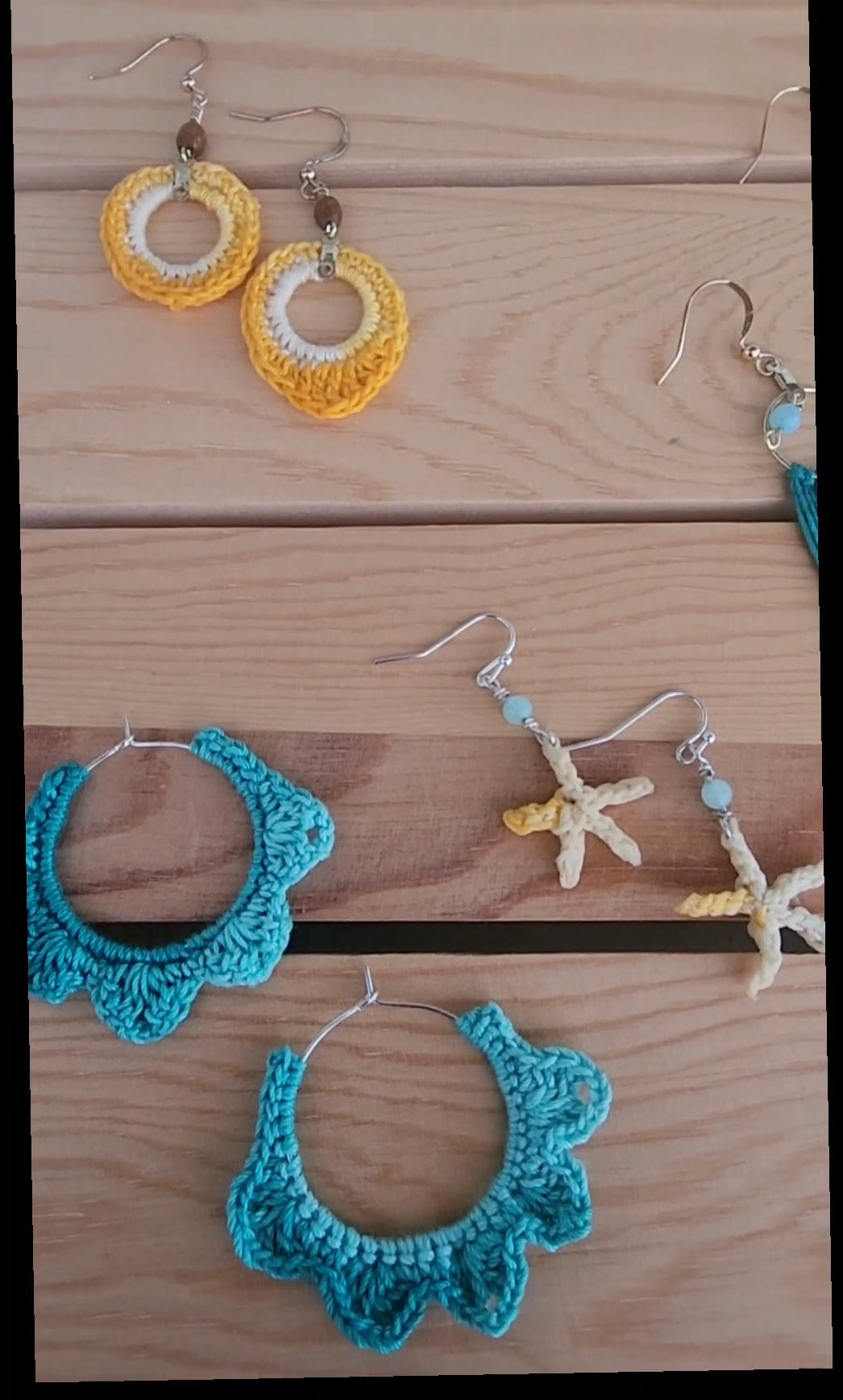 Teal Ombre Crochet Hoop earrings - BUTTERFLIES FROM HEAVEN