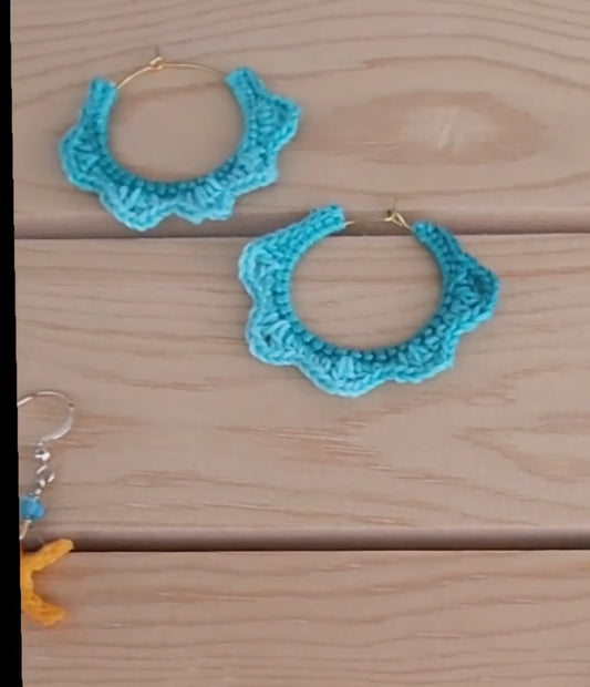 Teal Ombre Crochet Hoop earrings - BUTTERFLIES FROM HEAVEN