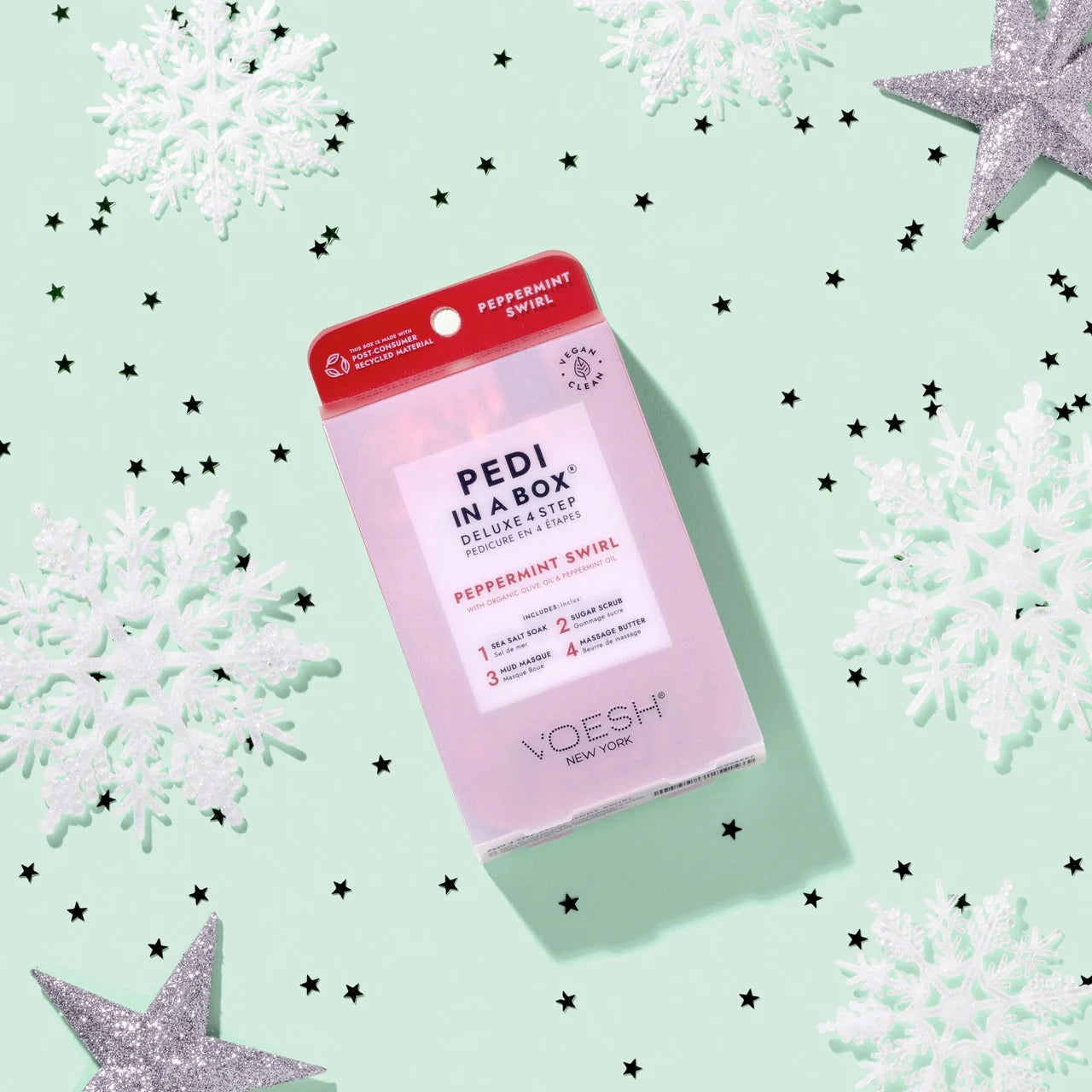 VOESH Peppermint Swirl 4 step pedicure- Classicifed Nails