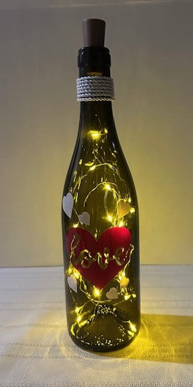 Wine Bottle with Lights - LOVE