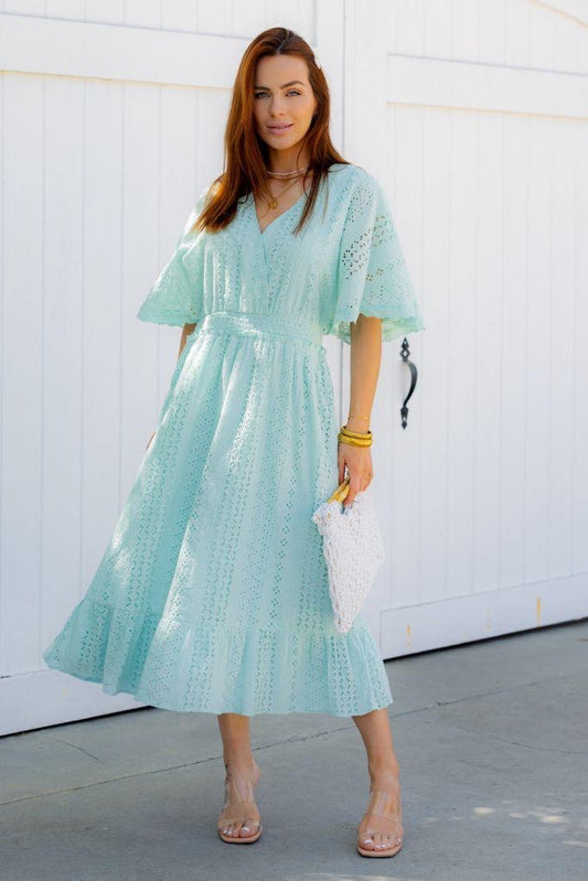 Mint Breeze Eyelet Dress - Made in Chic