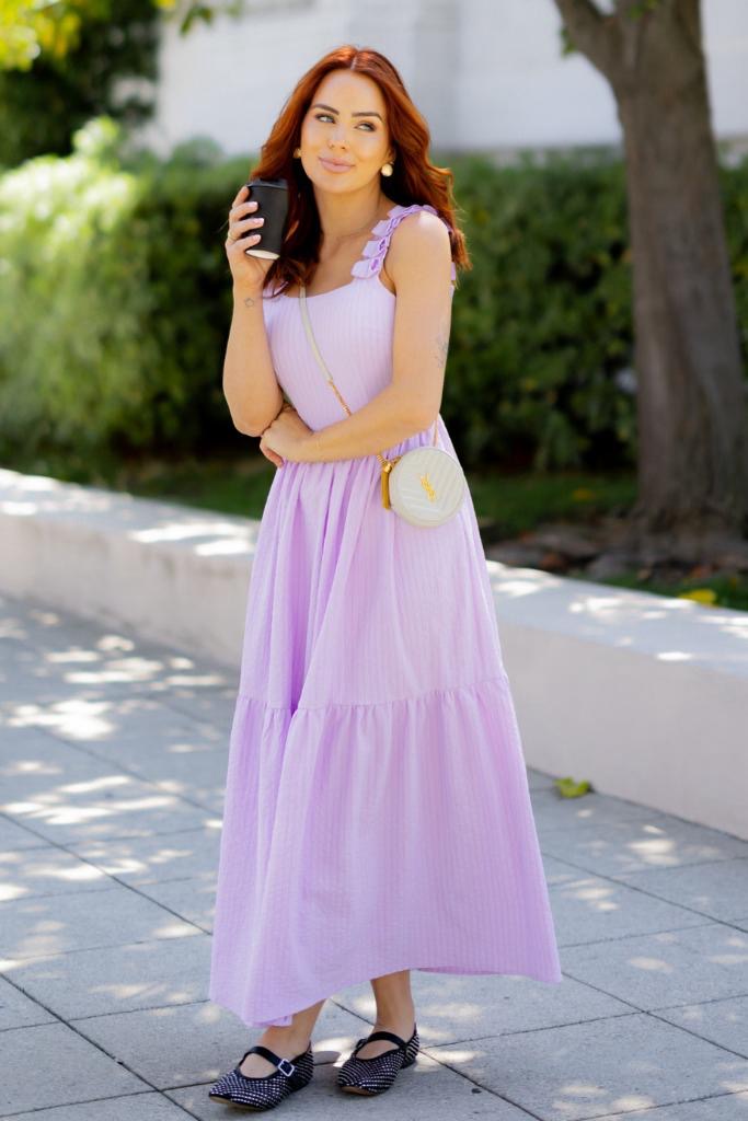 Lilac Ruffle Strap Maxi Dress - Made in Chic