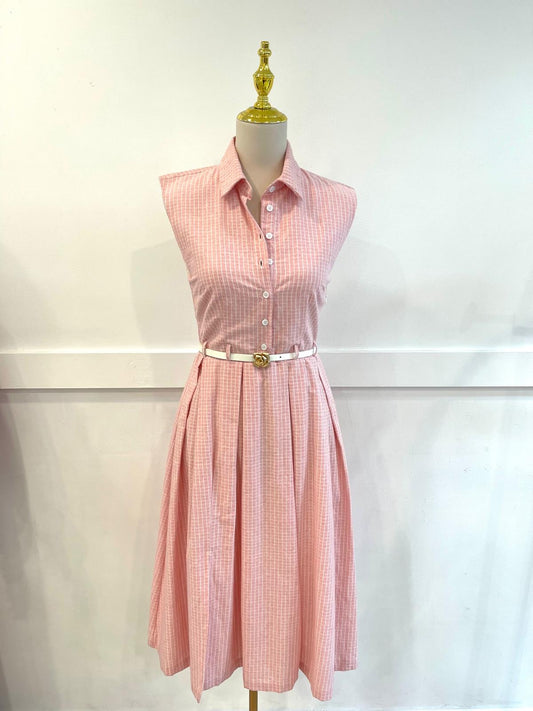 Rosette Stripe Belted Dress - Made in Chic