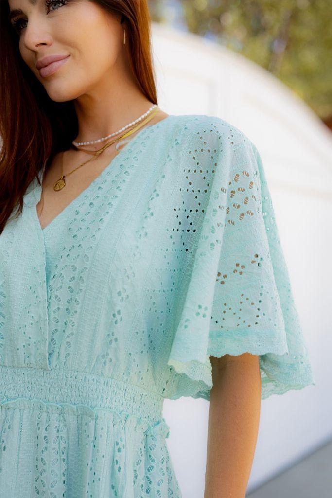 Mint Breeze Eyelet Dress - Made in Chic