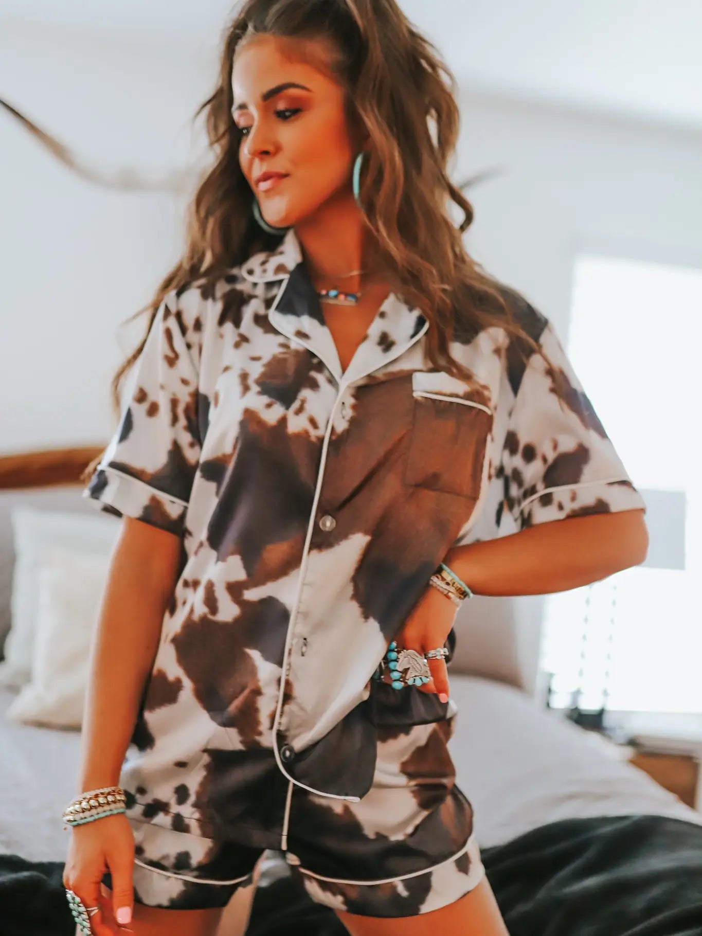 Cow print Silk Pajamas