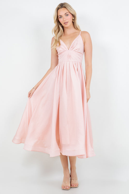 Rosalie Pleated Midi Dress – Made in Chic