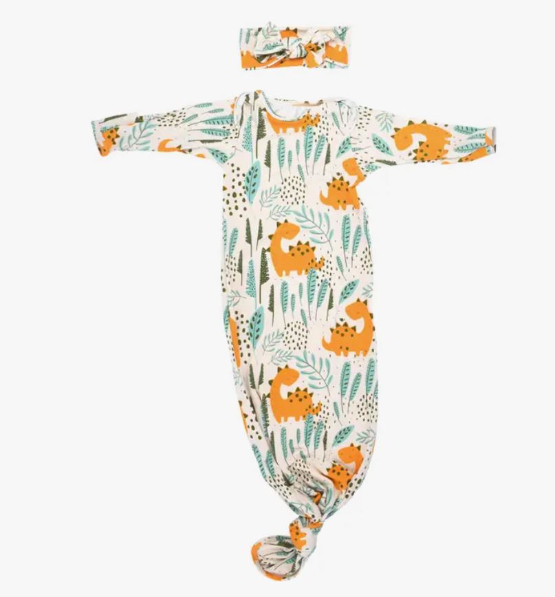 Dinosaur Knotted Gown Oak and Rose