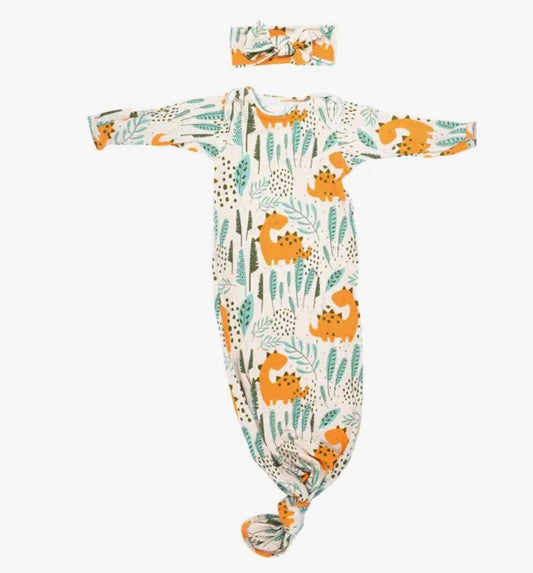 Dinosaur Knotted Gown Oak and Rose