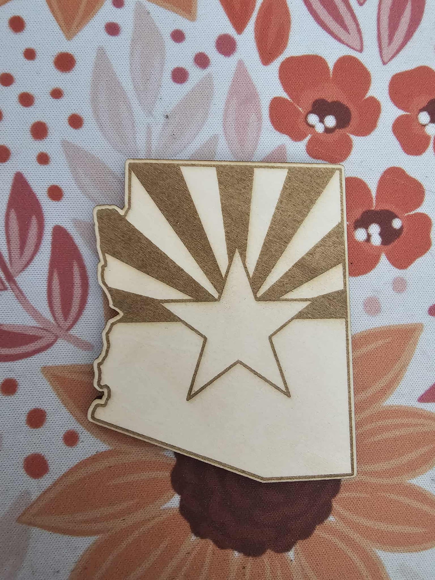 Arizona Wooden Magnet- Oak and Rose
