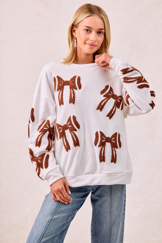 Football Bow Patch Sweatshirt