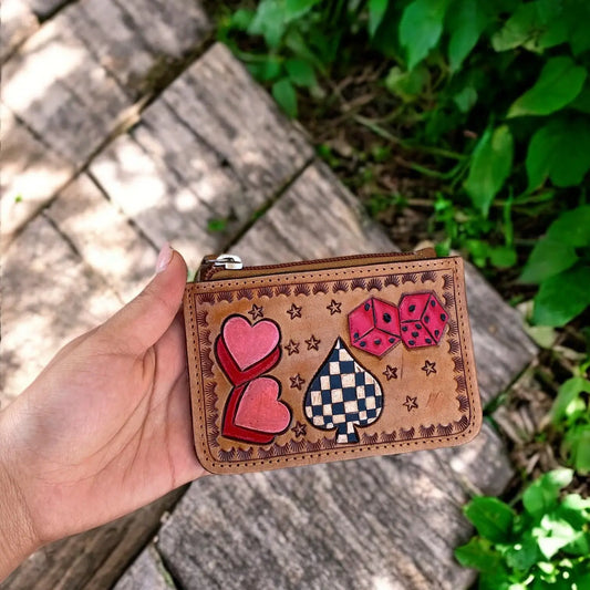 Hearts Cow Hide Coin Purse