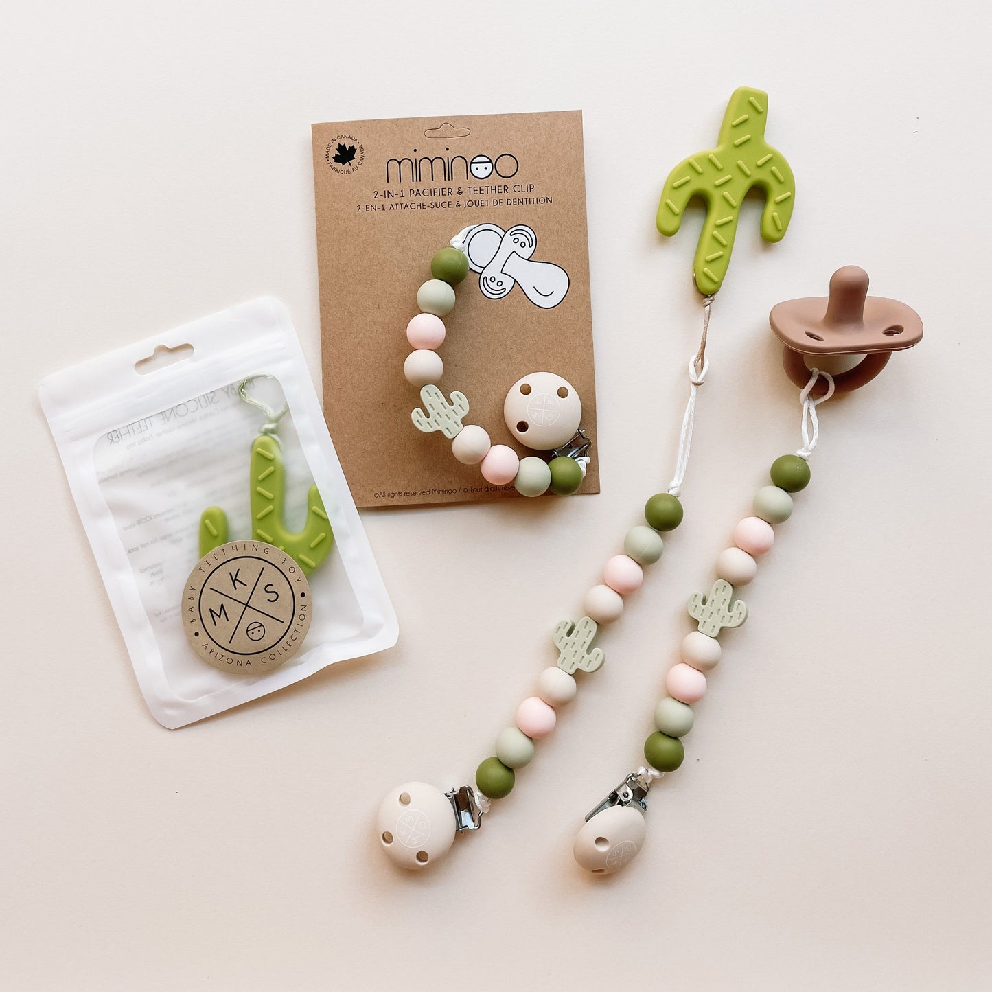 Pacifier clip & Teether Holder Cactus - MKS MIMINOO