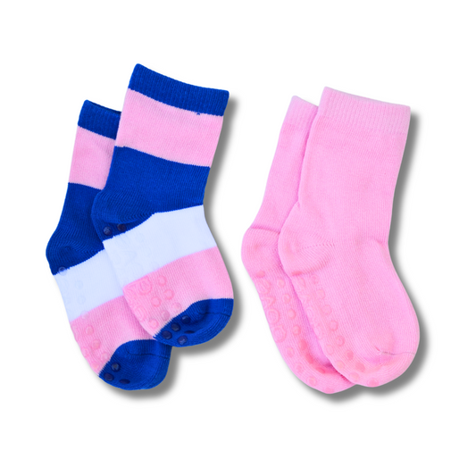 Socks - Two Pairs - Blue & Pink
