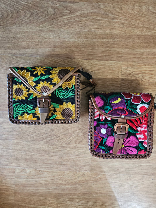 Leather & Embroidery Crossbody @amorfashionshop