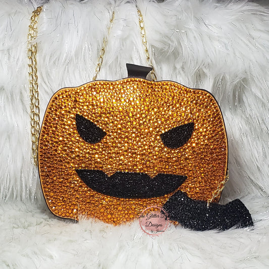 Rhinestone Pumpkin Purse