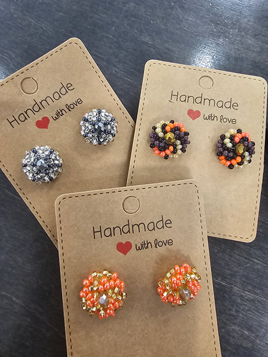 Earrings Round Beaded Studs @amorfashionshop