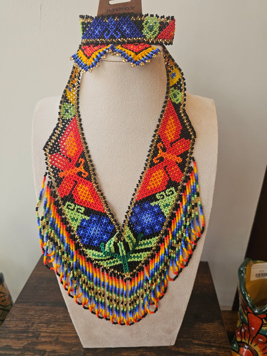 Necklace 3pc/SET Mariposa V Huichol @amorfashionshop.com