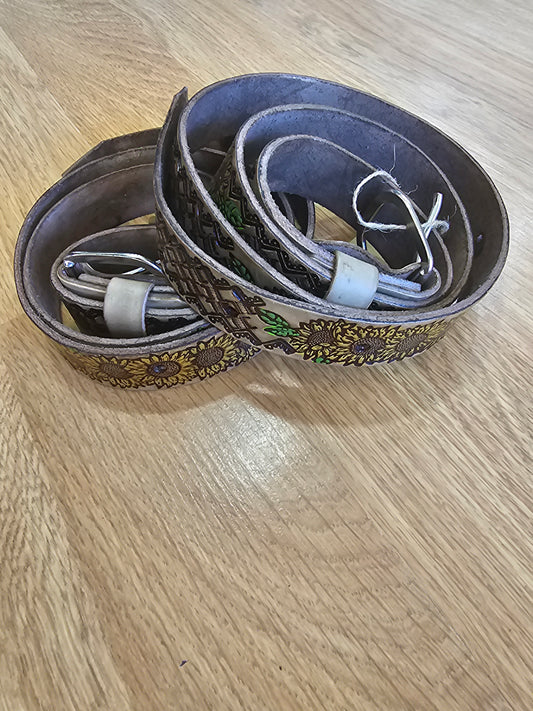Leather Hand Painted Belts Sunflowers @amorfashionshop.com