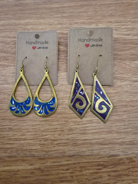Golden Abalone Drop Earrings @amorfashionshop.com