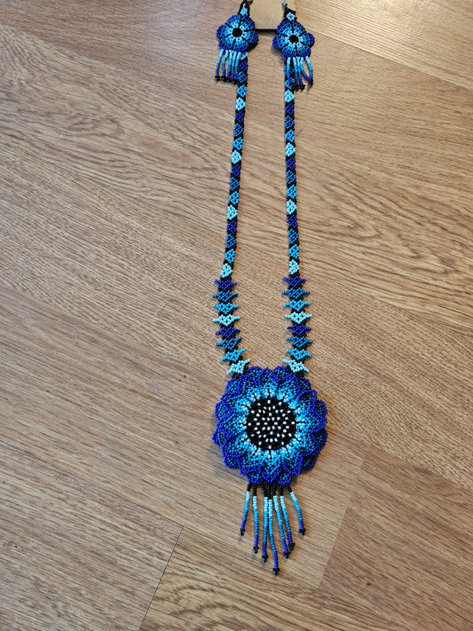 Huichol 2 Piece SET Flower Beaded Jewelry Chaquira @amorfashionshop